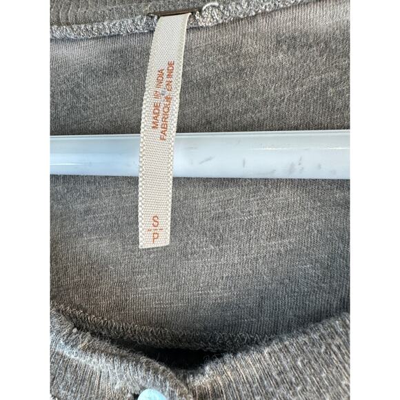 Free People Tiger Eyes Henley Shirt Womens S Taupe Brown Sequins Bohemian Boho - Picture 6 of 9